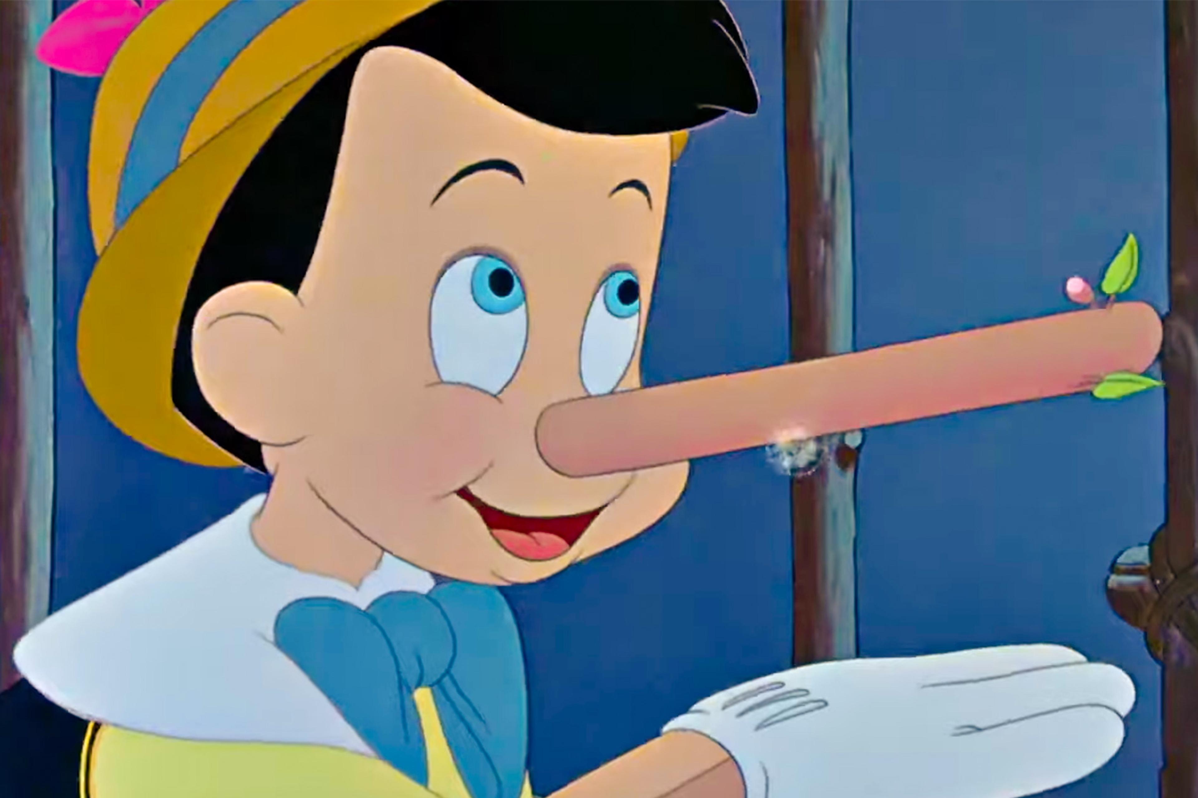 Animated character with a long nose and a yellow hat, smiling in a blue background.