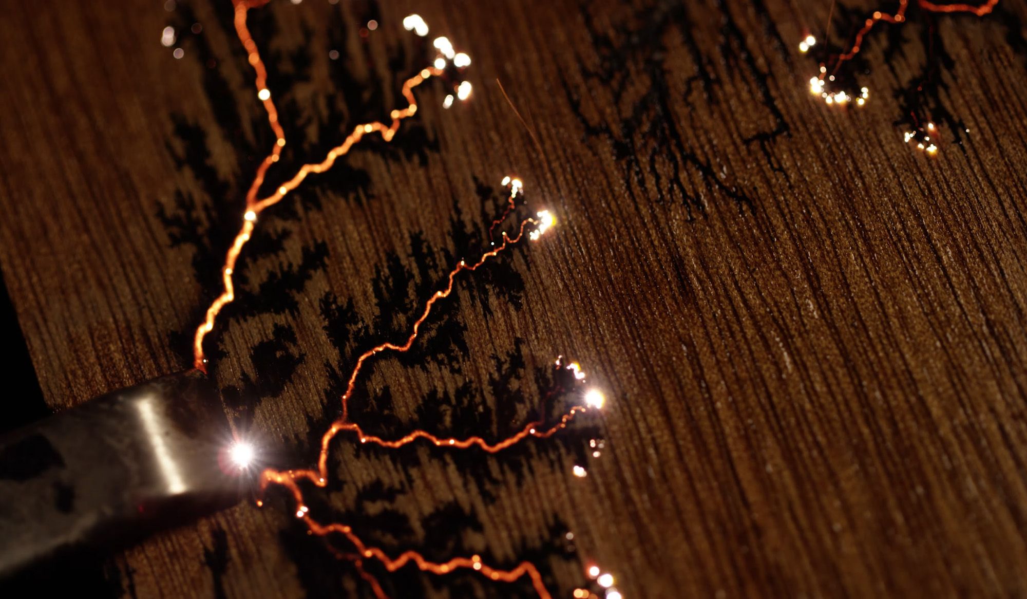 Electric Fractal Timber Art, Have you ever seen fractal patterned timber?  It looks a bit like it's been struck by lightning – because essentially it  has. Fractal burning is a