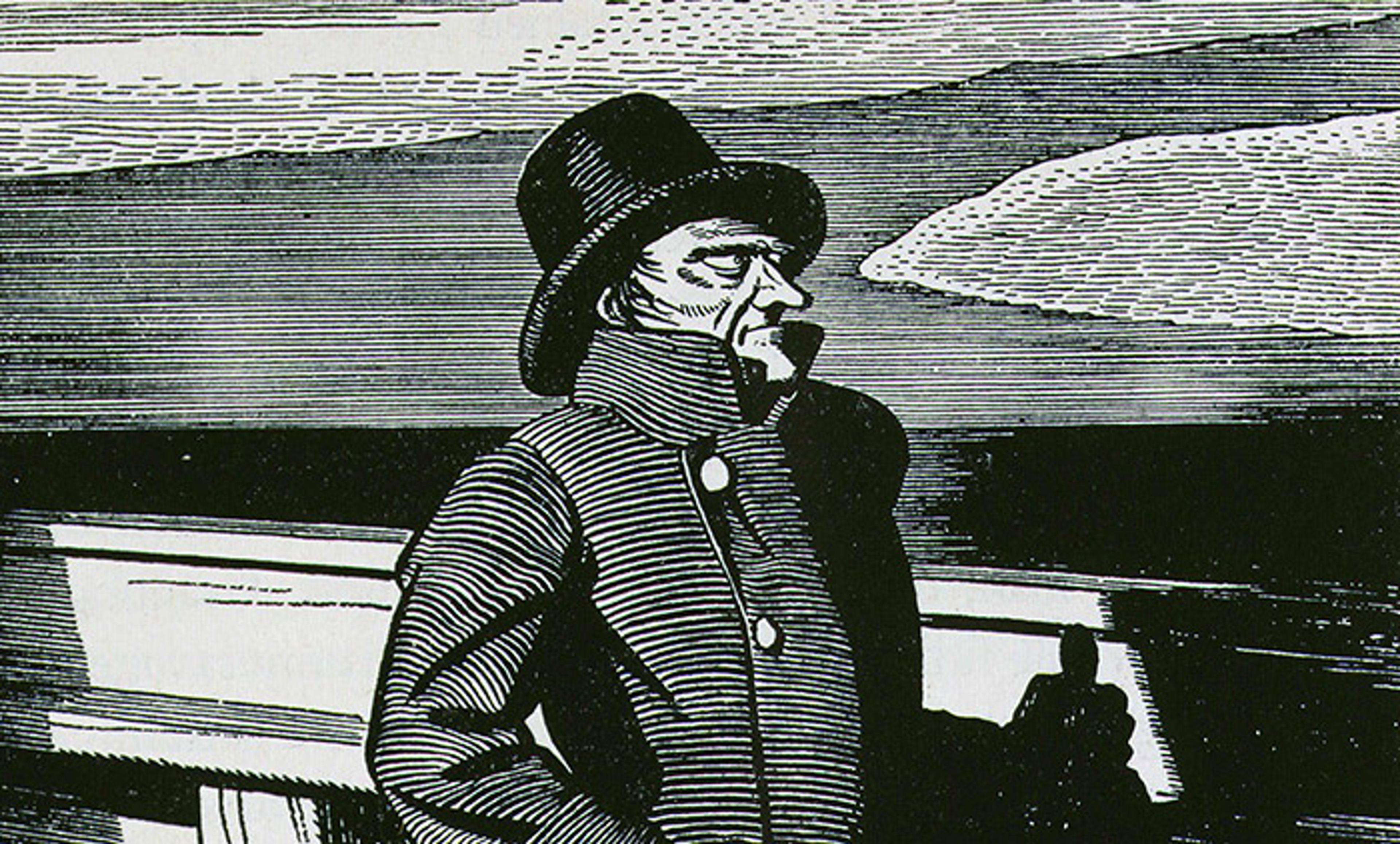 <p>Rockwell Kent’s illustration of Captain Ahab from the 1937 edition of Moby Dick. <em>Photo by Rex Features</em></p>