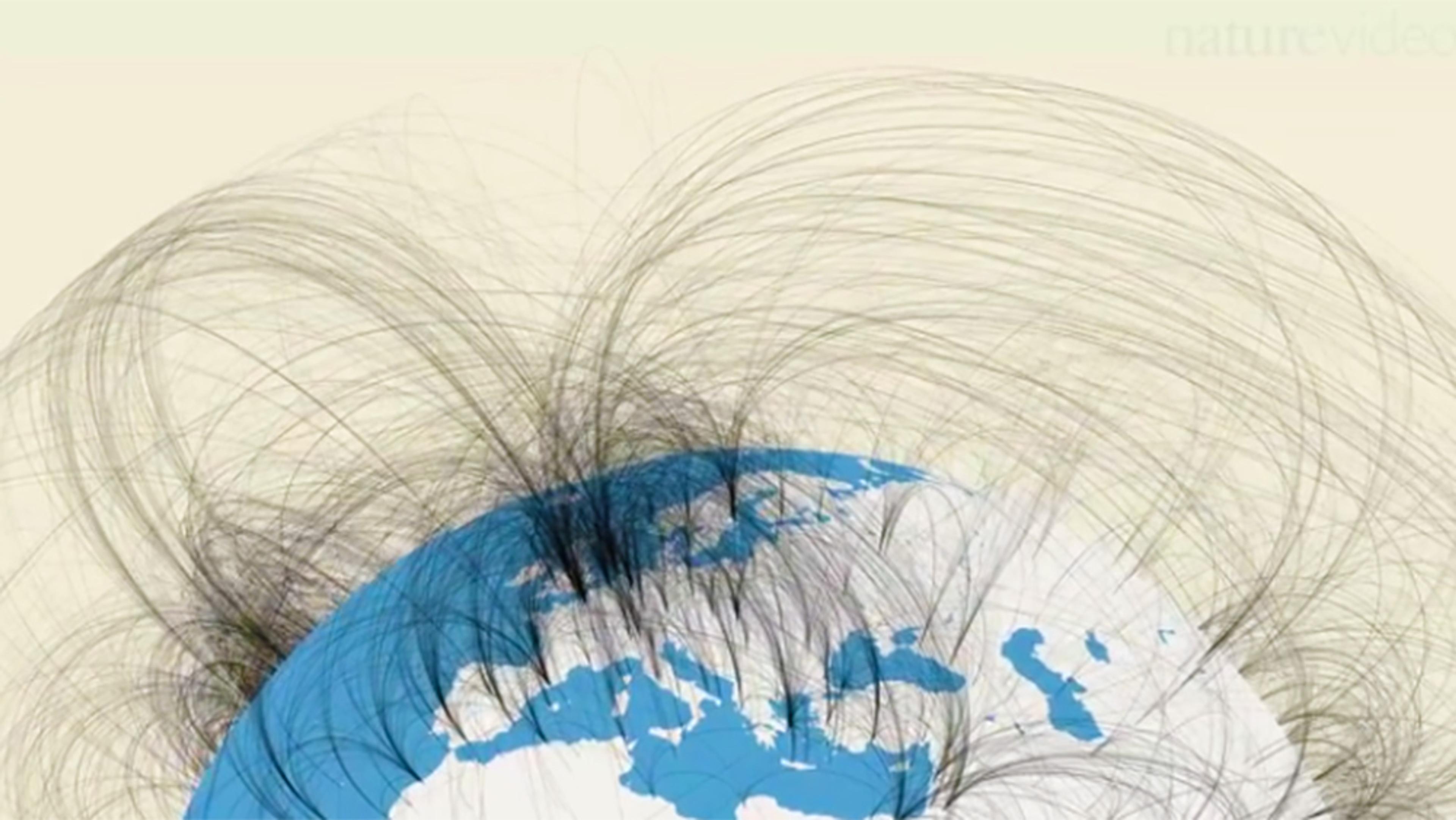 Illustration of a globe with numerous flight paths represented by curved lines, highlighting global air traffic connectivity.
