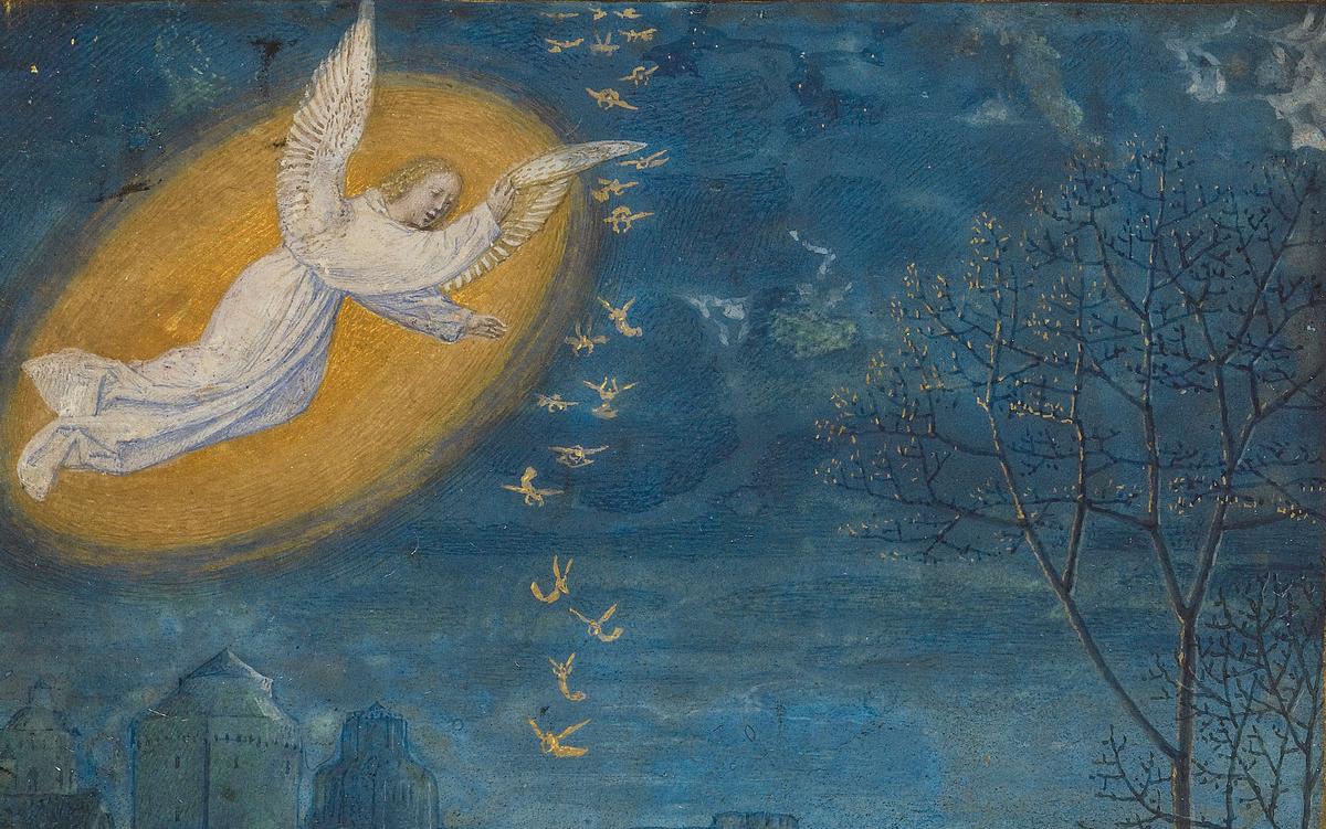 Detail from The Annunciation to the Shepherds (c1476-80, Flemish) by the Master of the Houghton Miniatures. Courtesy the Getty Museum, Los Angeles Det