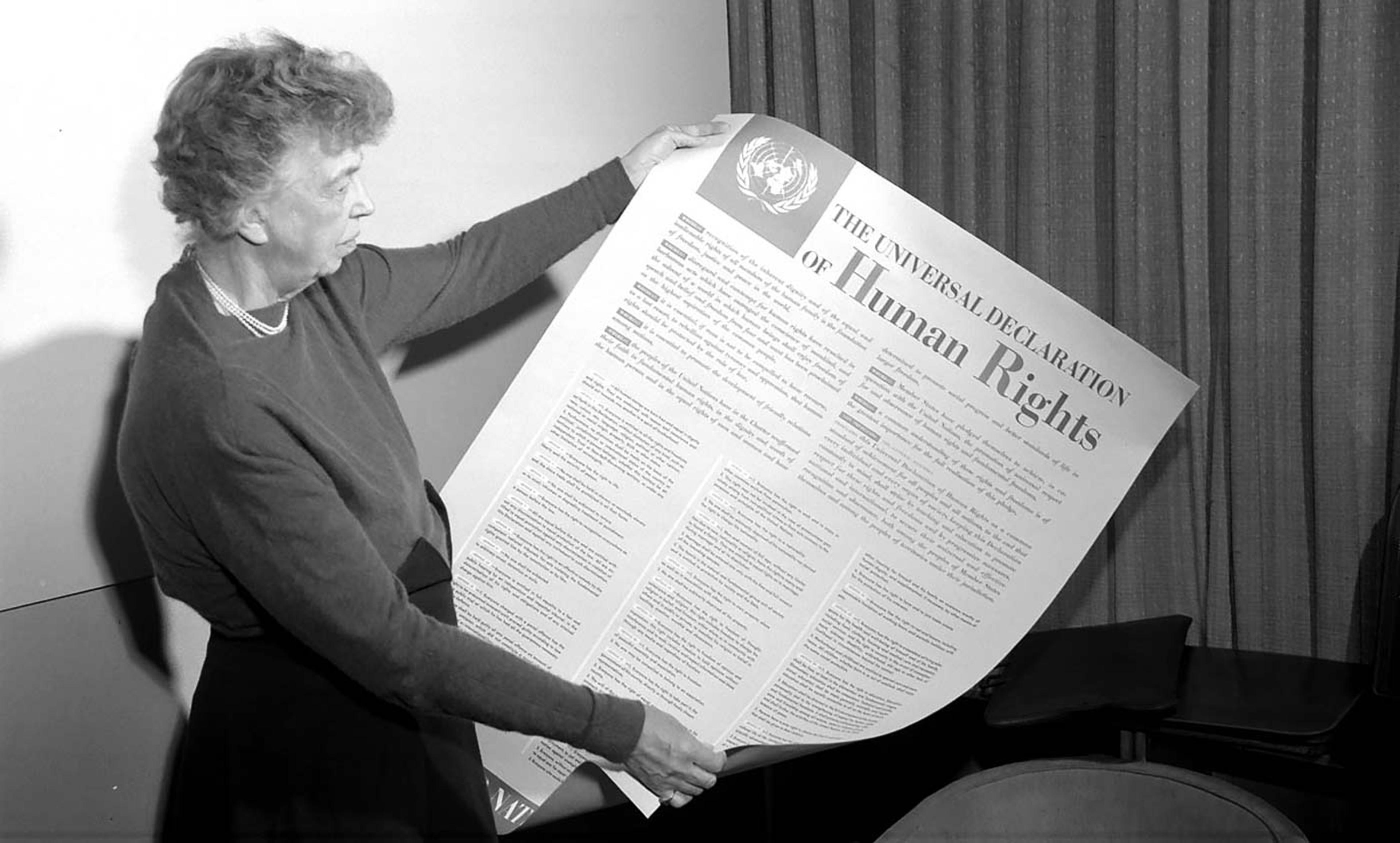 <p>Eleanor Roosevelt was instrumental in drafting The Universal Declaration of Human Rights in 1948.</p>