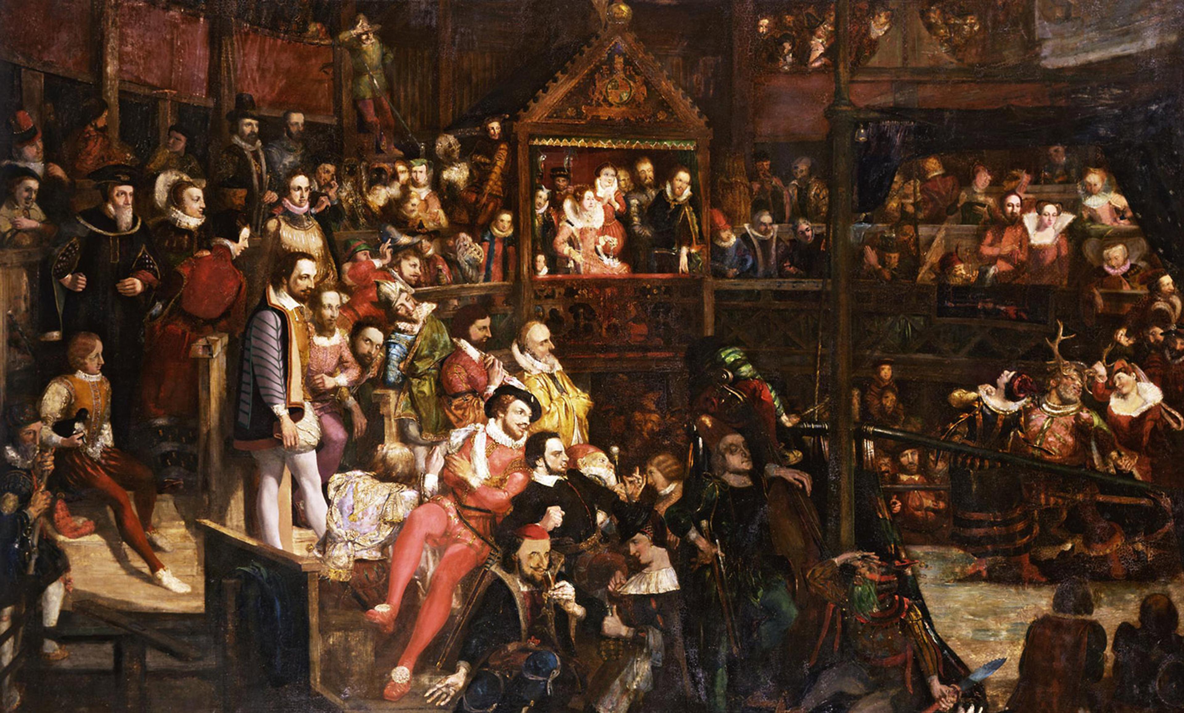 <p>White people; <em>Viewing the Performance of ‘The Merry Wives of Windsor’ in the Globe Theatre</em> (1840) by David Scott. <em>Photo courtesy the V&amp;A Museum</em></p>