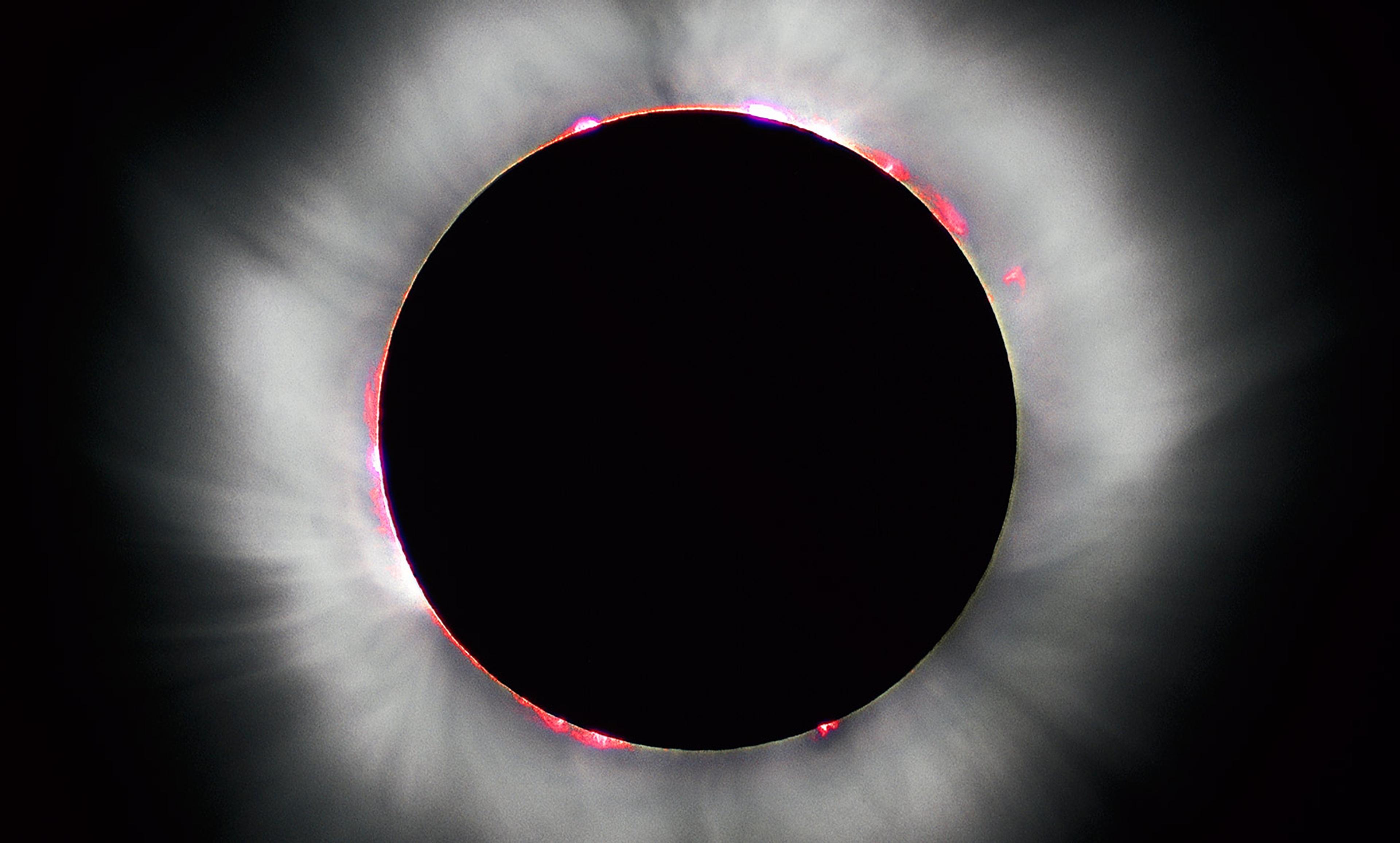 <p>In this view of the total solar eclipse from France in 1999, the spiky halo of light is the plasma from the Sun’s corona. <em>Photo courtesy Luc Viatour/Wikimedia</em></p>