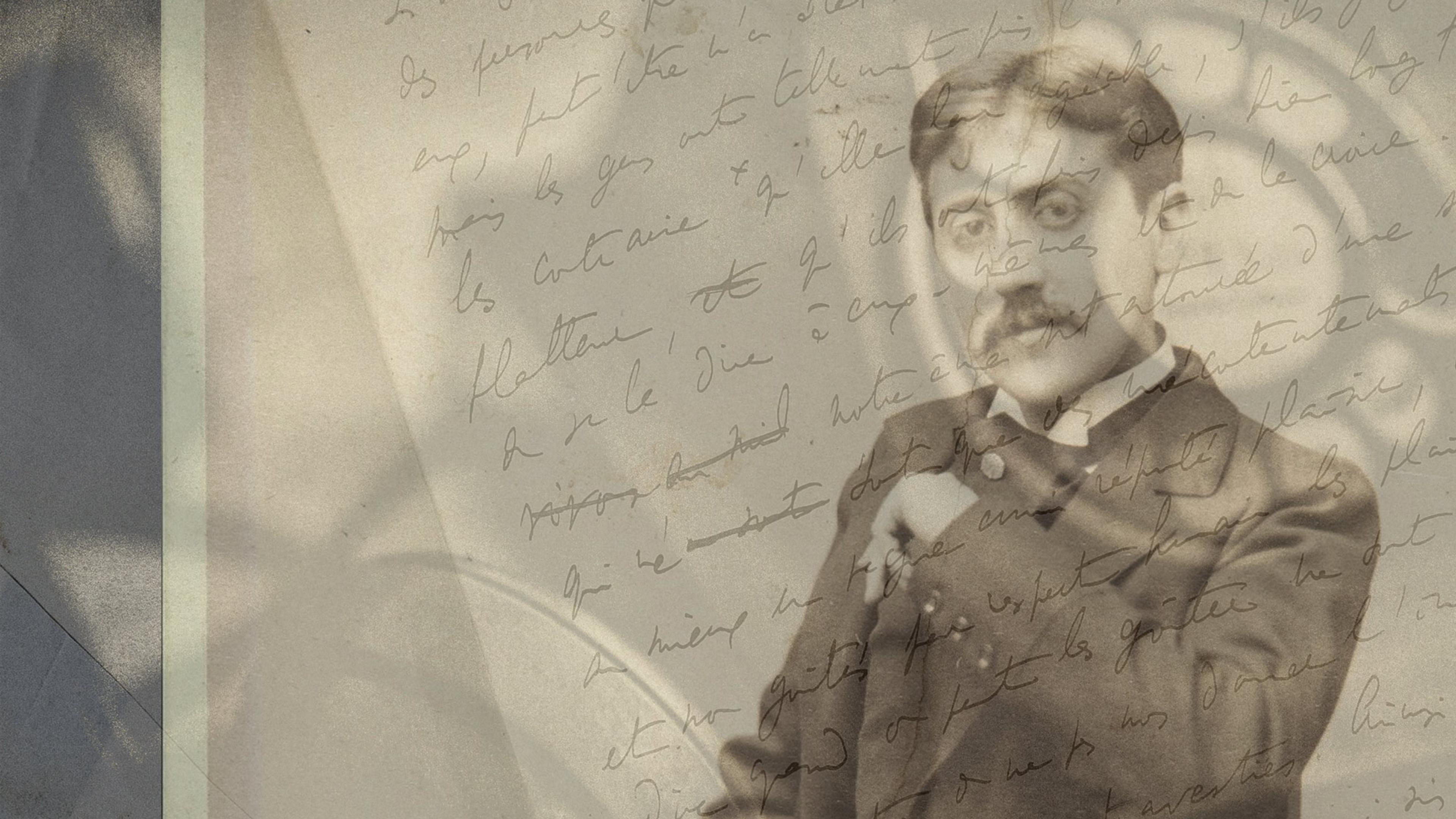 Vintage sepia-toned photo of a man with handwritten overlay, wearing a suit, looking thoughtful.