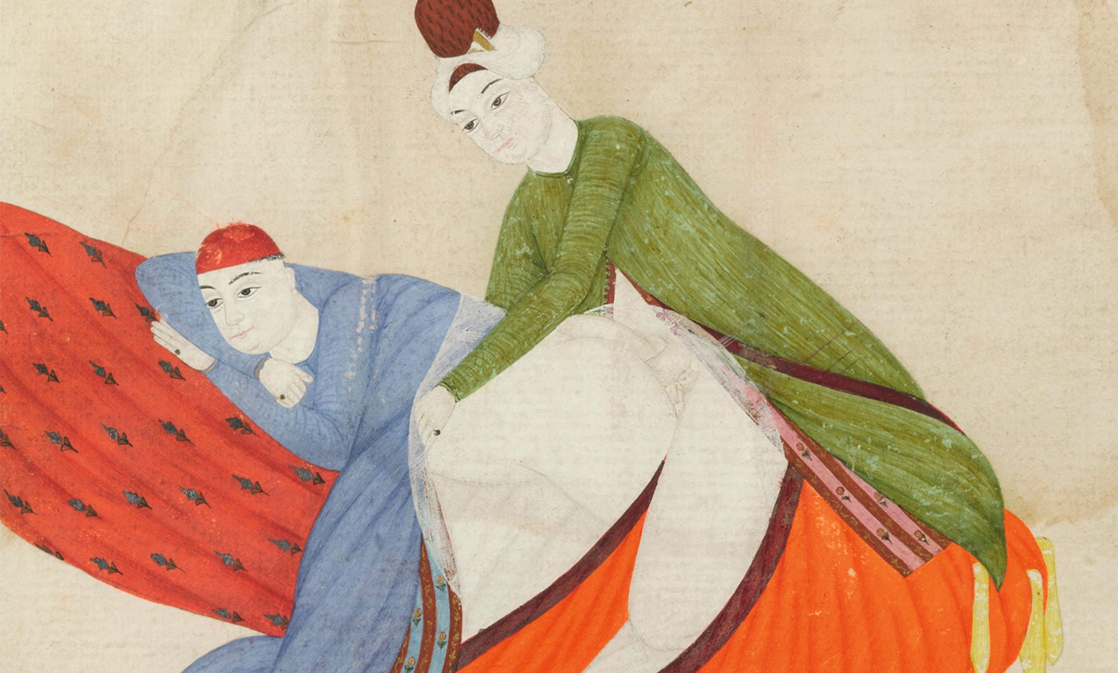 <p>Turkey, probably Istanbul, 18th century. An erotic scene, ascribed to Abdullah Bukhari. 1743 CE. <em>Photo courtesy Sothebys</em></p>