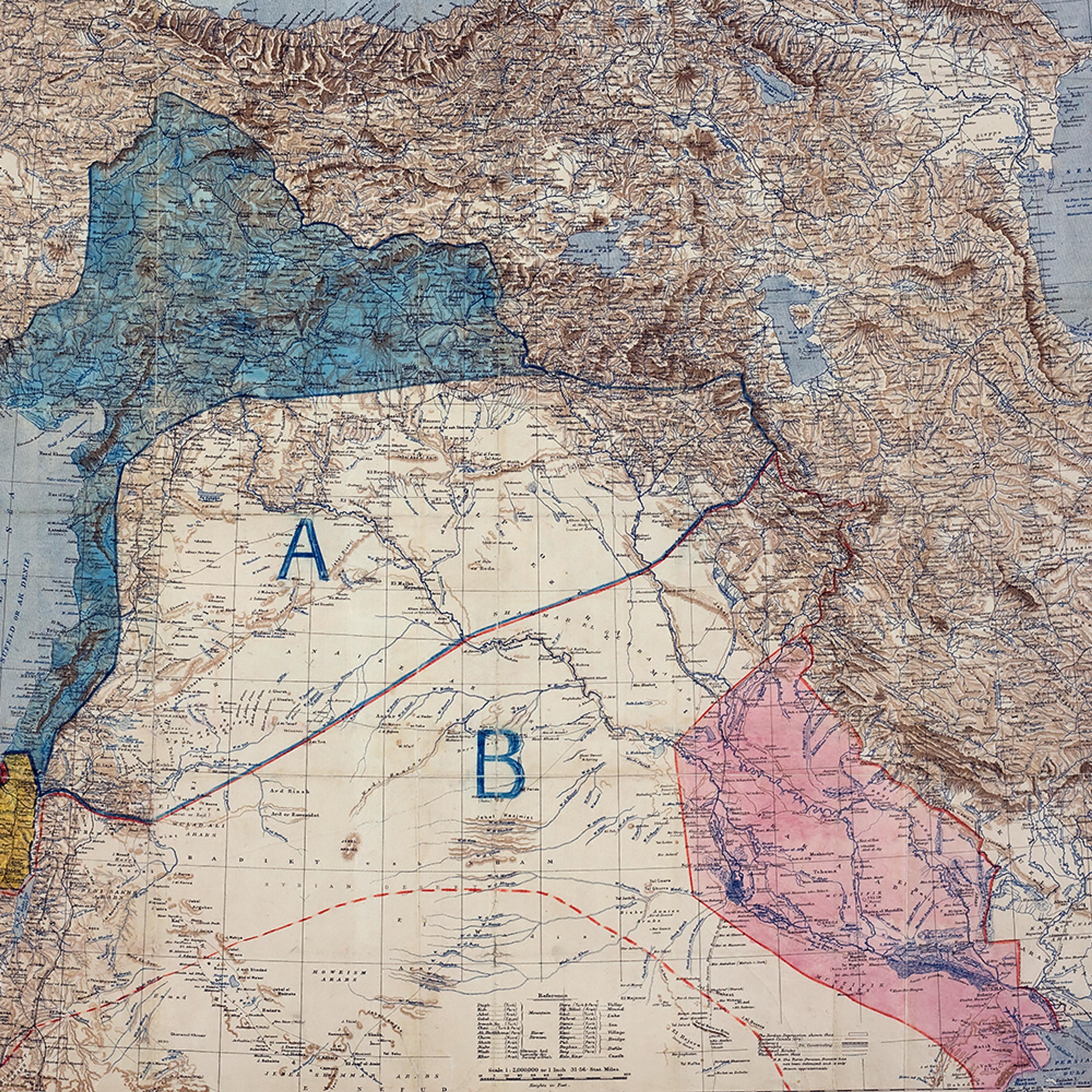 <p>Map of the Sykes-Picot Agreement, May, 1916/Wikimedia</p>