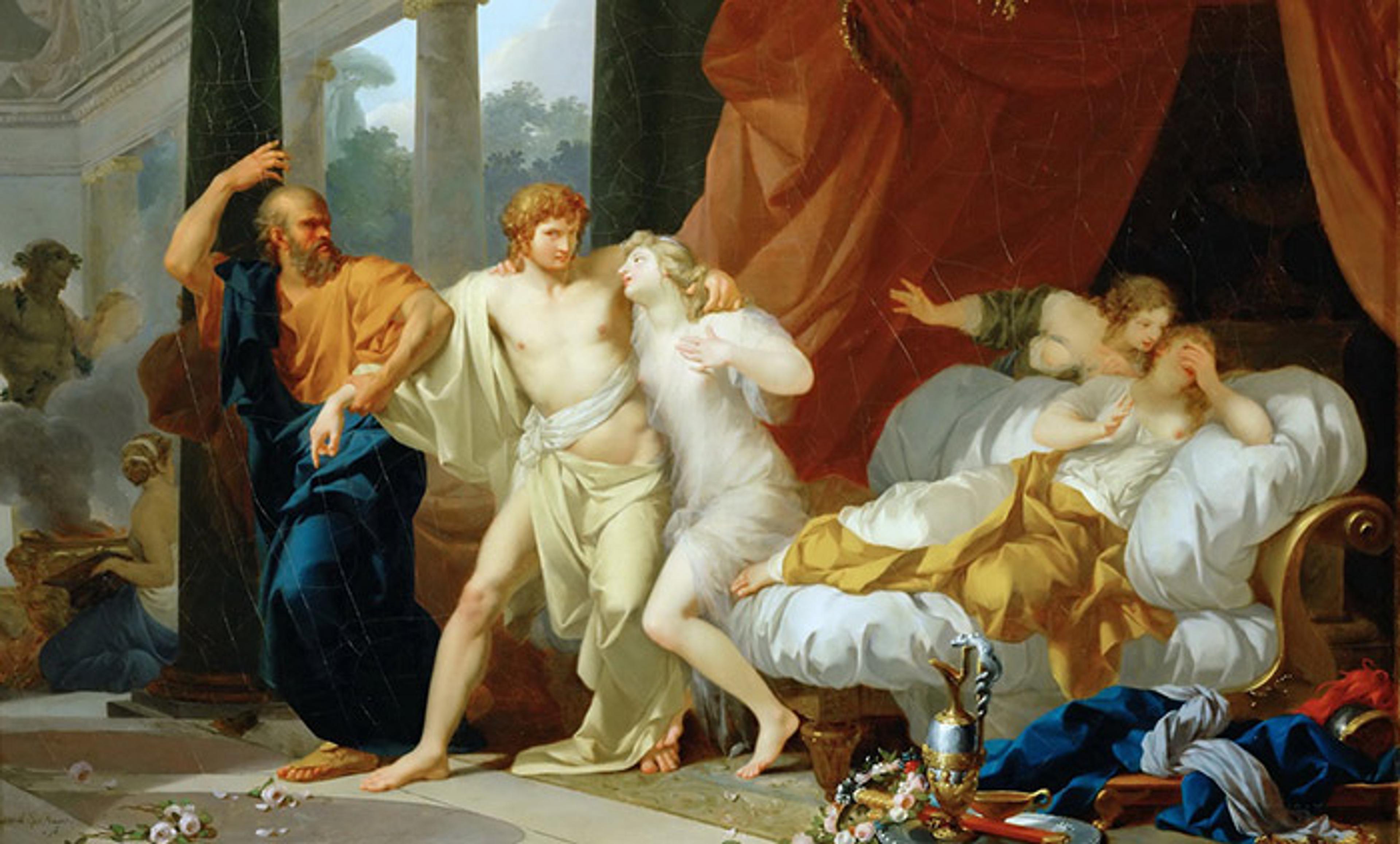 <p>Detail from <em>Socrates Dragging Alcibiades from the Embrace of Aspasia</em> (1785) by Jean-Baptiste Regnault. Louvre, Paris. <em>Courtesy Wikipedia</em></p>