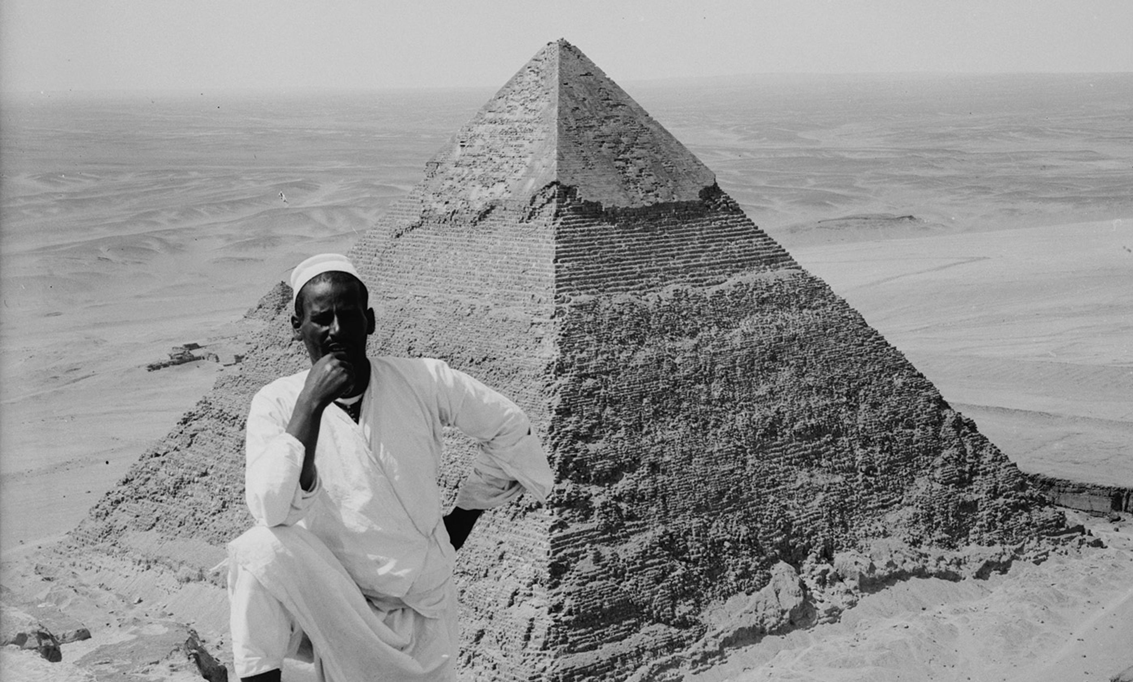 <p>View of the second Pyramid from the top of the Great Pyramid. <em>Photo courtesy of the Library of Congress</em></p>