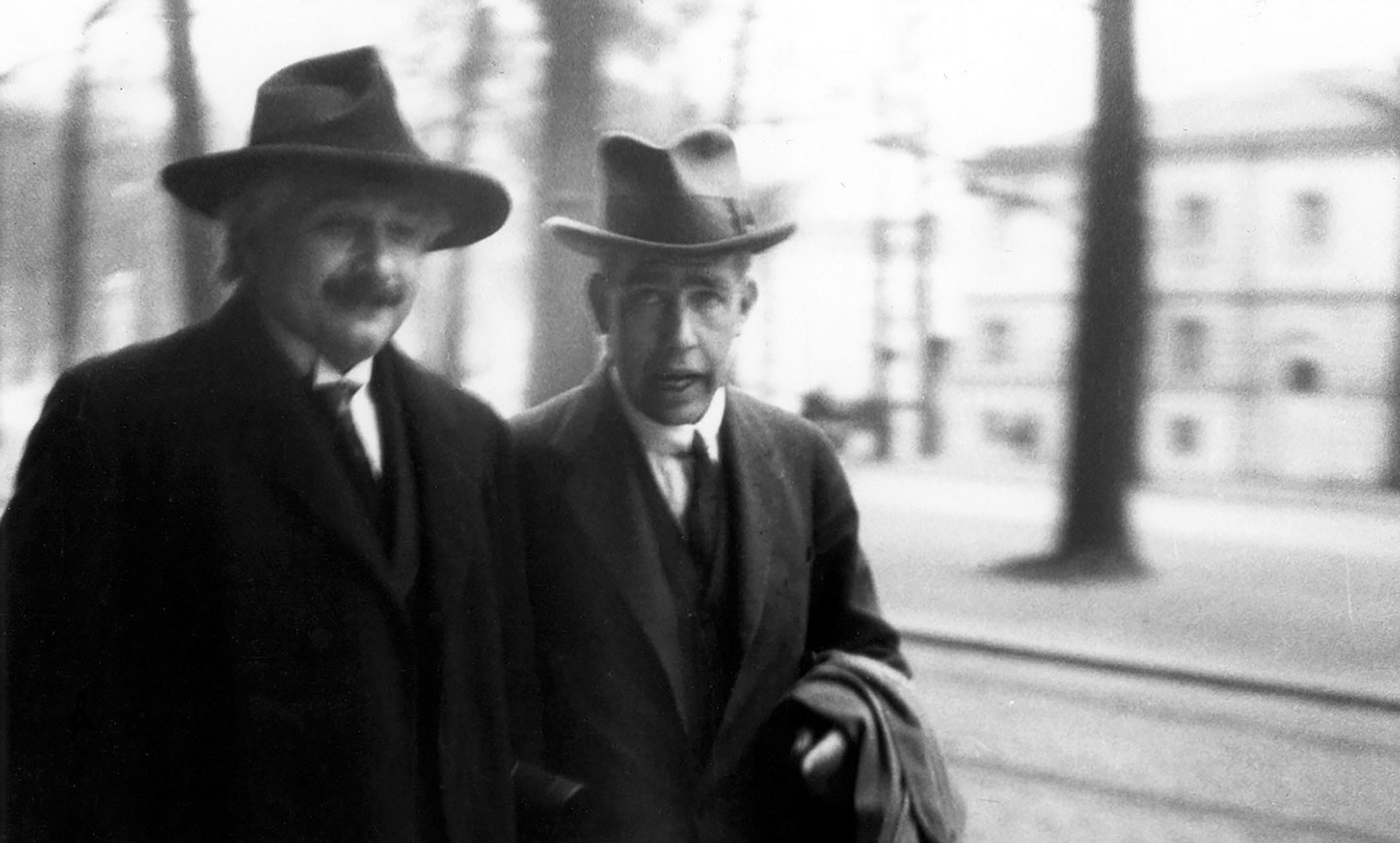 <p>Is or is not? Albert Einstein and Niels Bohr attend the Solway conference in 1920 in Brussels, Belgium. <em>Photo courtesy Wikipedia</em></p>