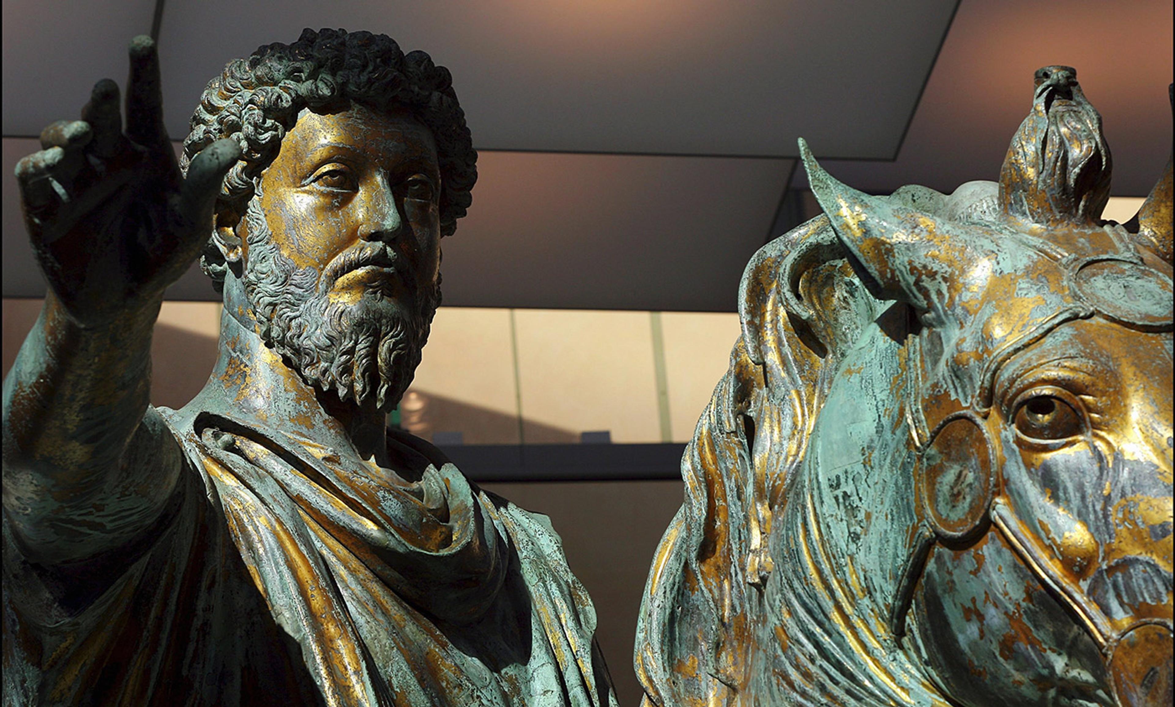 <p>Marcus Aurelius in the Capitoline Museum, Rome. <em>Photo by Antonello Nusca/Gamma-Rapho/Getty</em></p>
