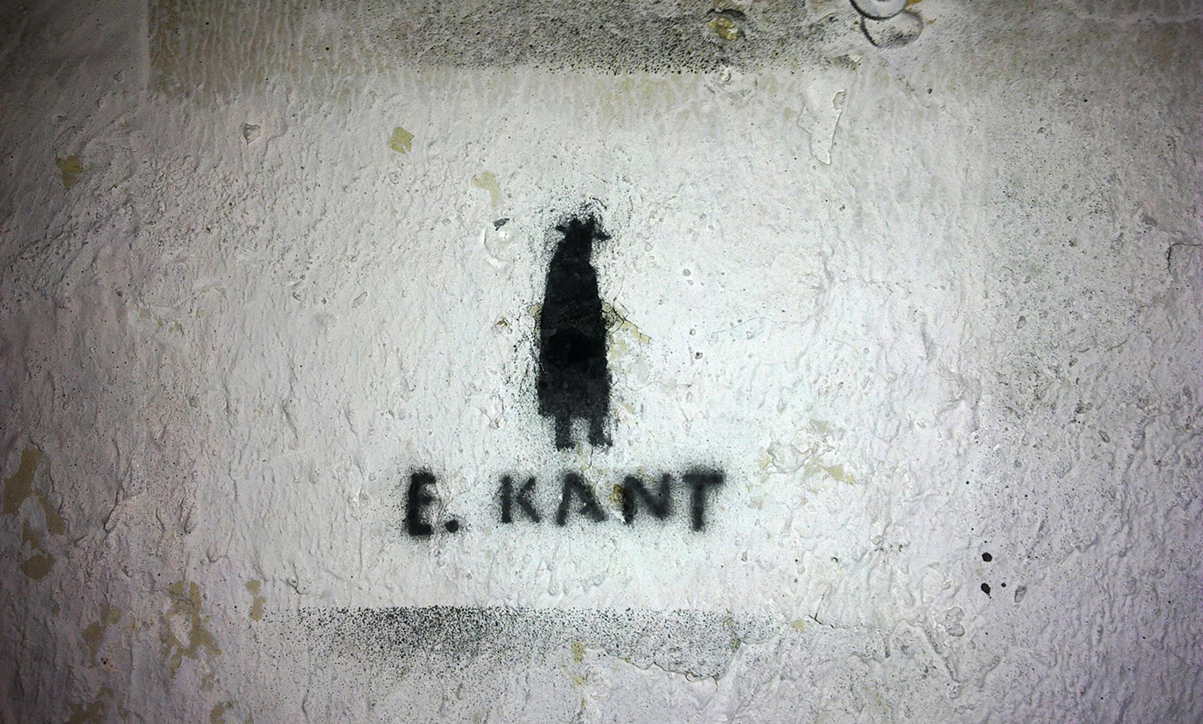 <p>The modern view. Kant stencil street art. <em>Courtesy Wikipedia</em></p>