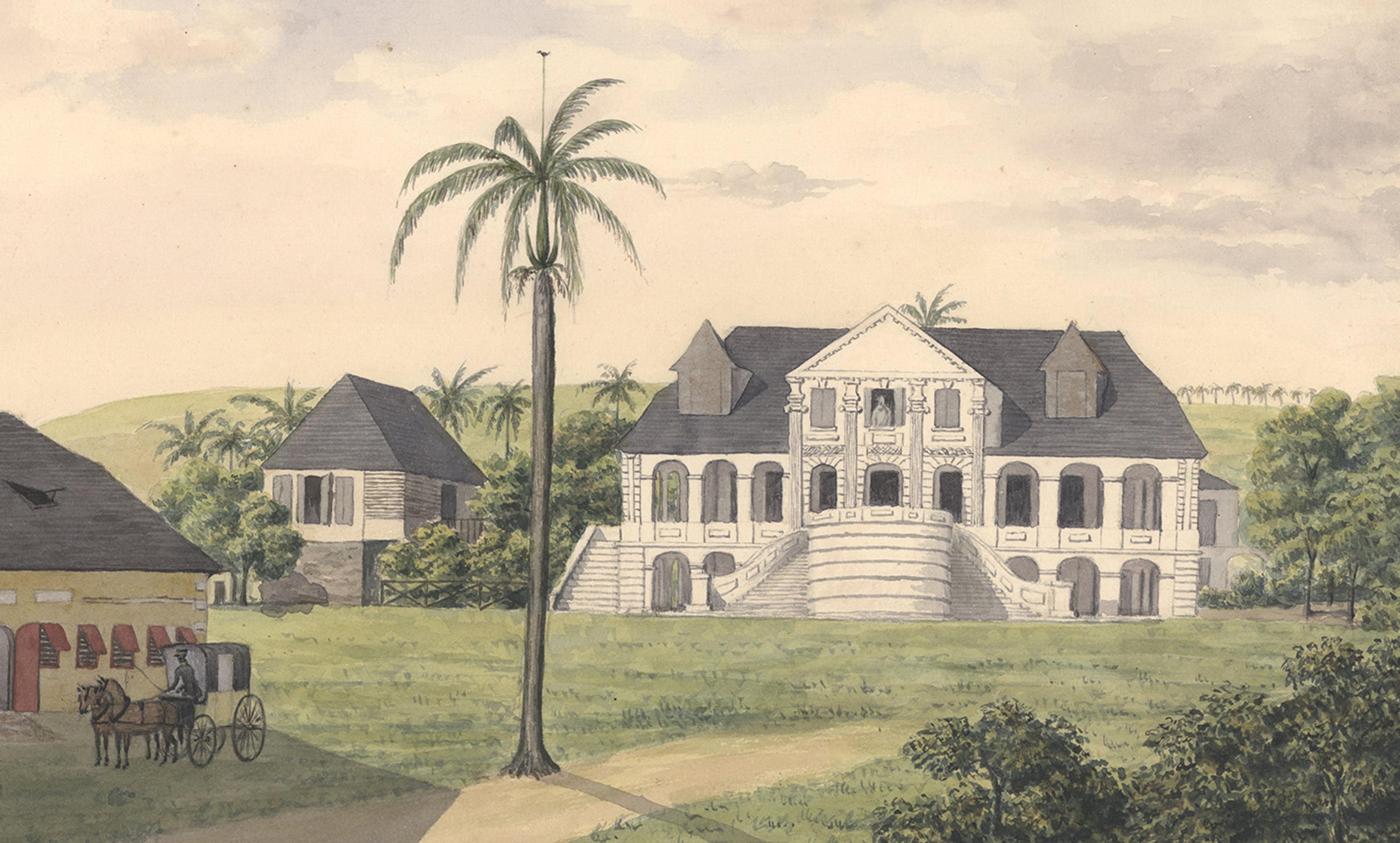 <p>Plantation Høgensborg on St Croix in the former Danish West Indies (1833). <em>Courtesy Wikipedia</em></p>