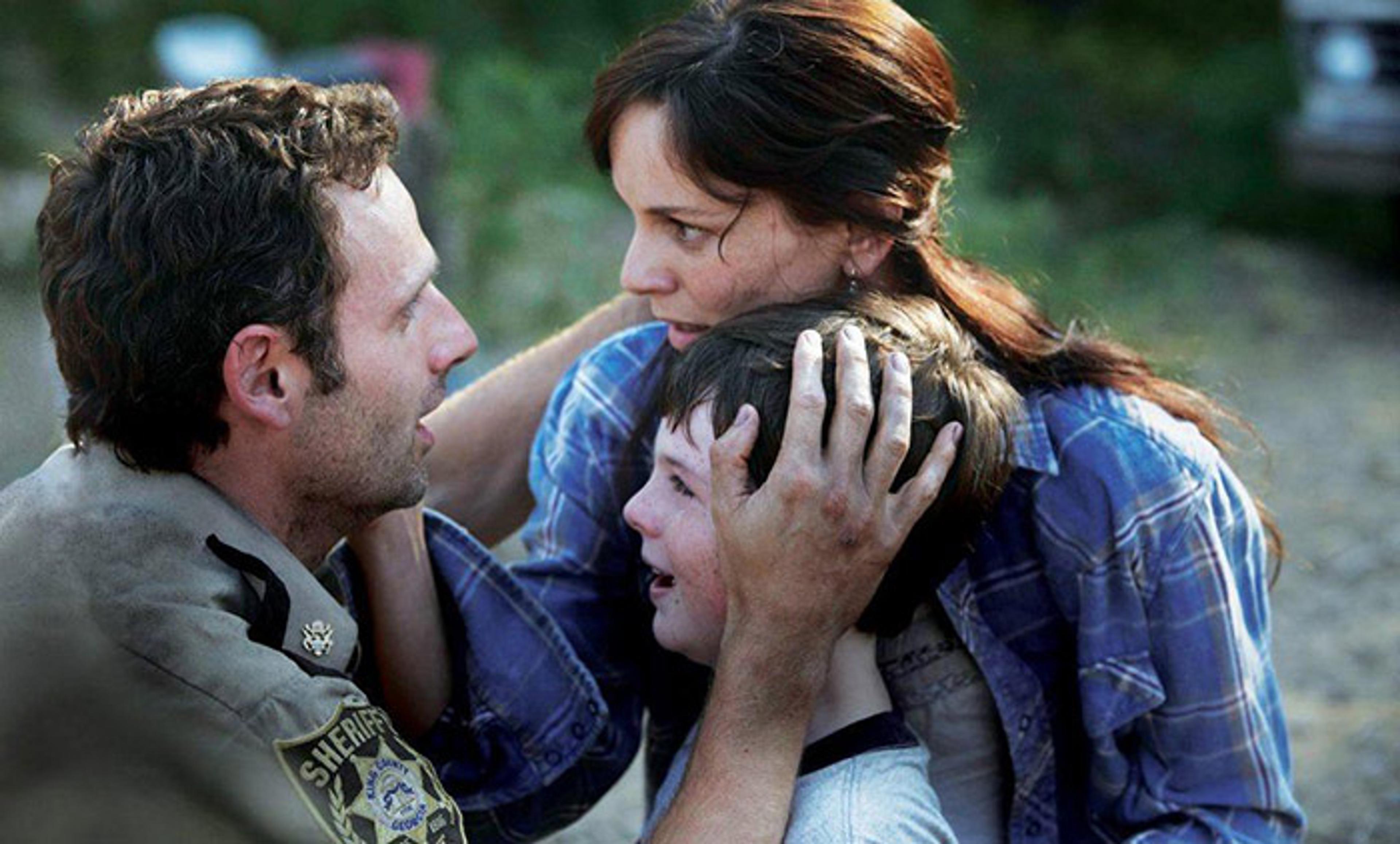 <p>Rick Grimes (Andrew Lincoln) and family in <em>The Walking Dead</em> TV series. <em>Courtesy AMC</em></p>