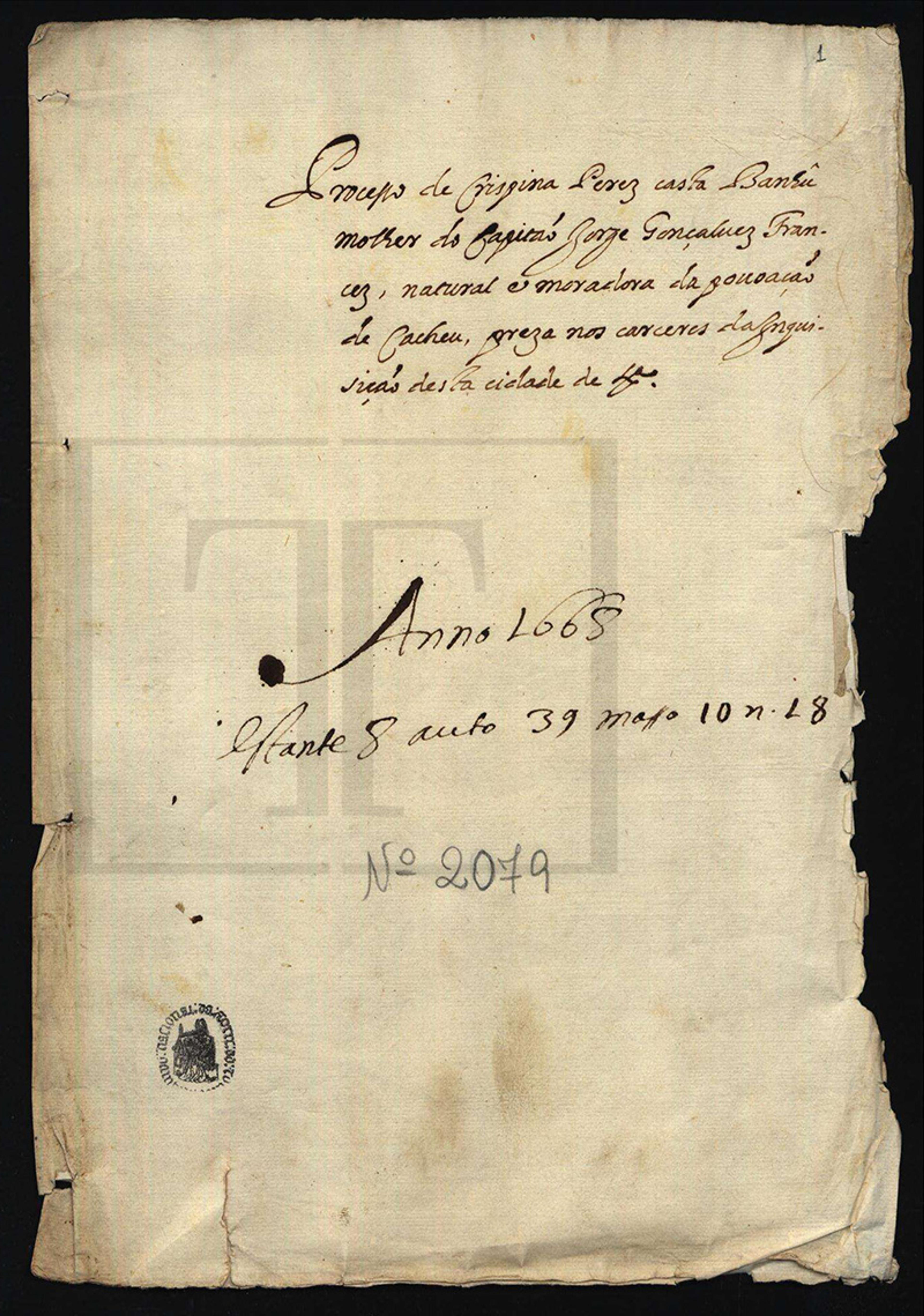 Aged handwritten document dated 1668 with a seal at the bottom left showing signs of wear and tear.