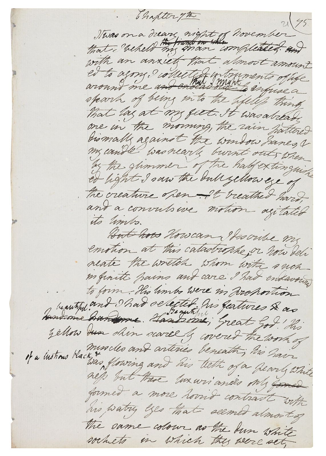Image of a handwritten manuscript page from a book showing edited text and corrections in ink.
