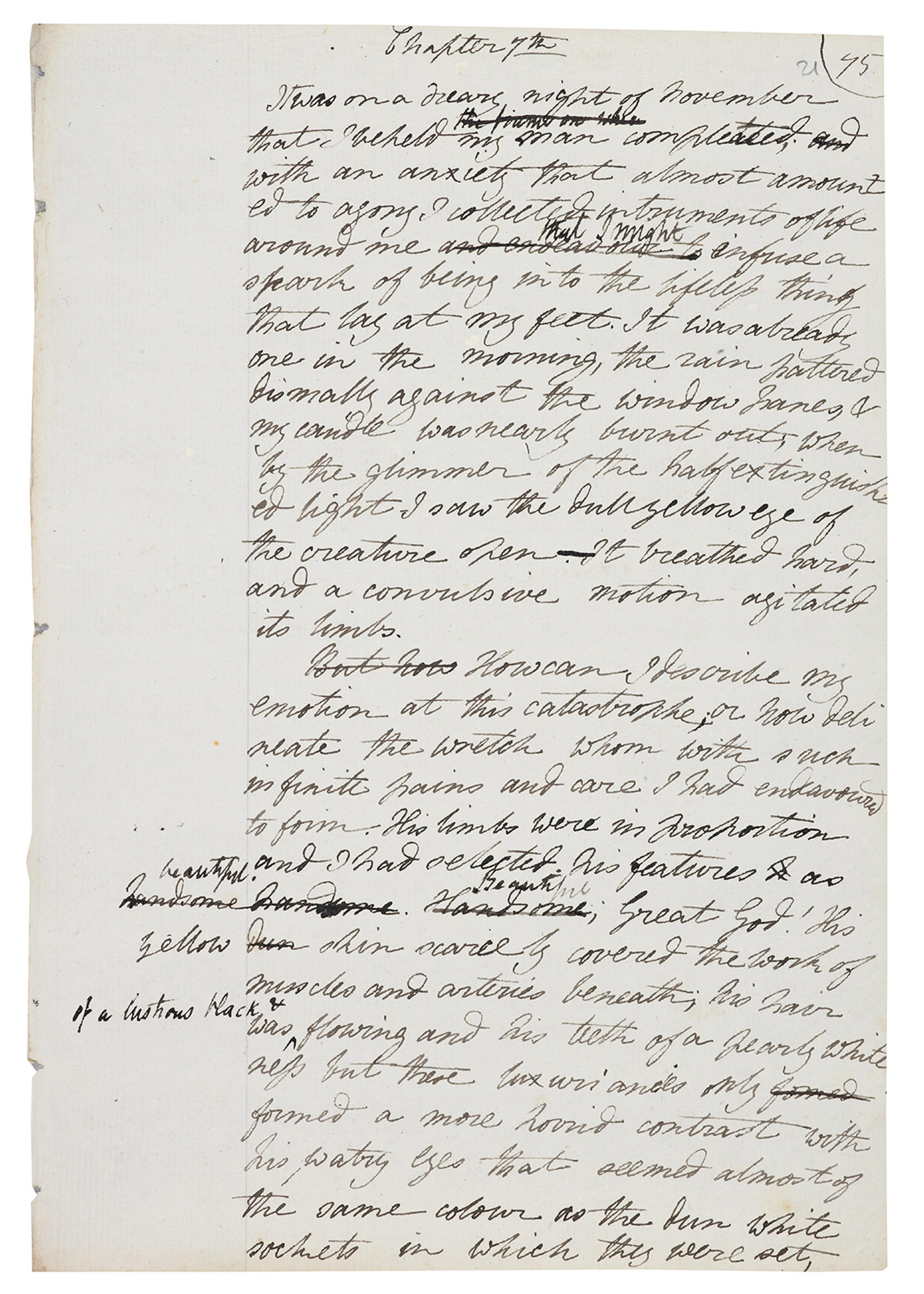 Image of a handwritten manuscript page from a book showing edited text and corrections in ink.