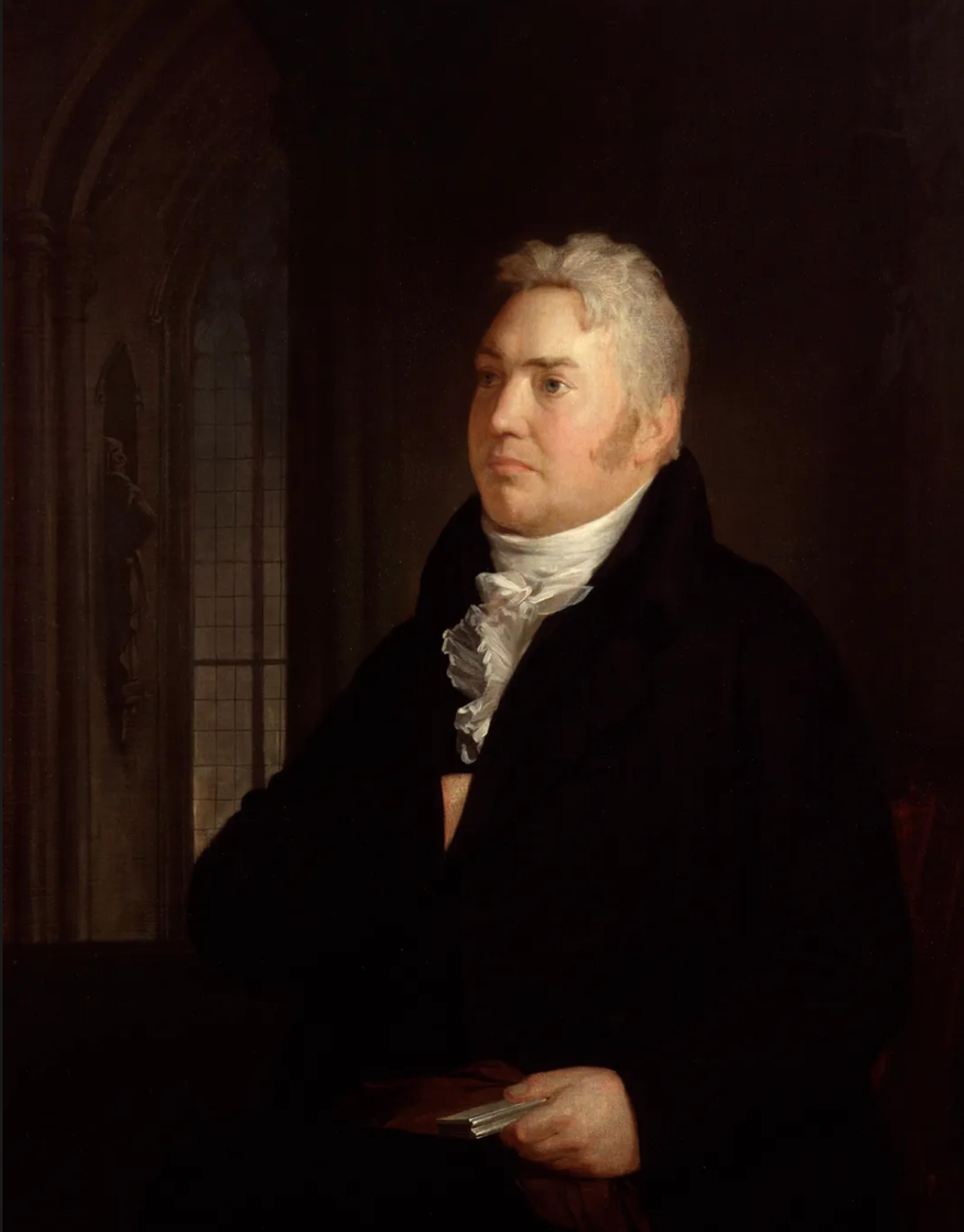 Washington Allston 于 1814 年绘制的柯勒律治肖像局部,藏于伦敦国家肖像馆。